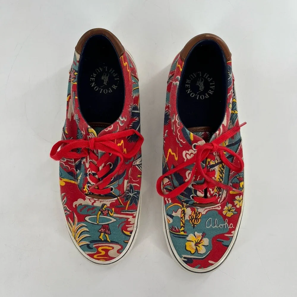 Polo Ralph Lauren Hoffman Fabric Thorton Canvas Boat Sneaker Hawaii Lace Up 10.5